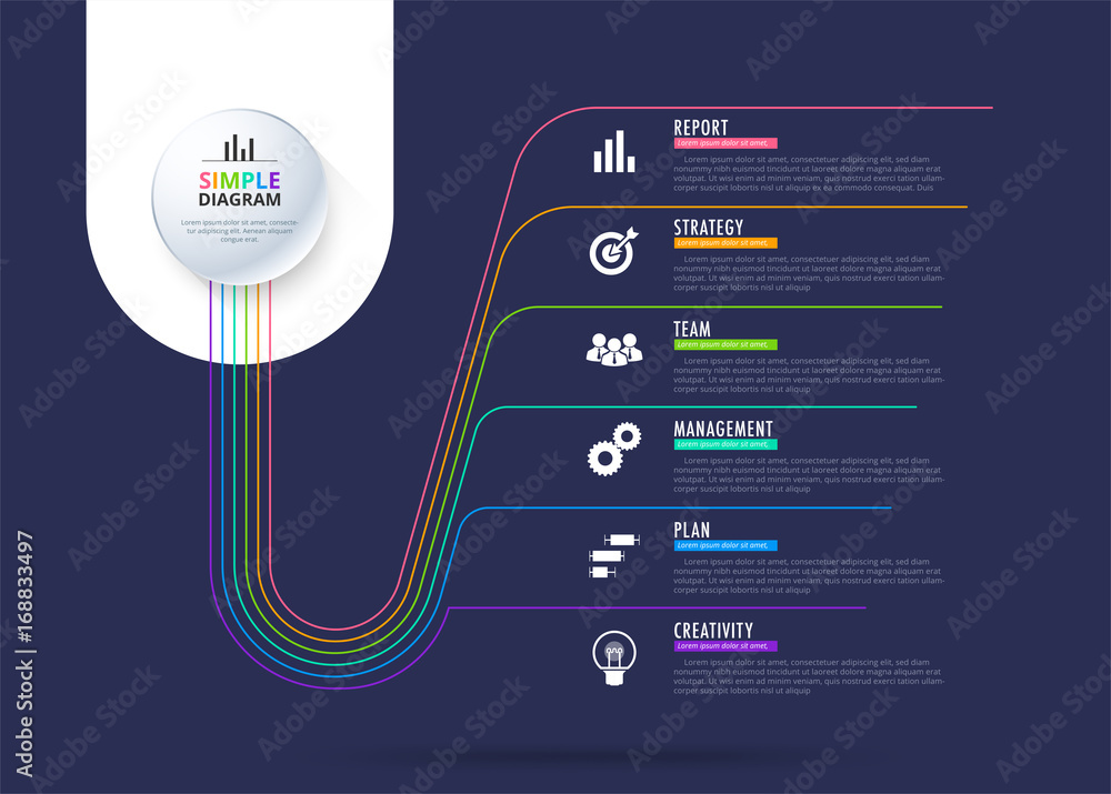 Poster business data visualization. process chart. abstract elements of graph, diagram with 6 steps, parts 
