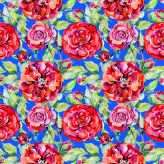Wildflower rose flower pattern in a watercolor style. Full name of the plant: rose. Aquarelle wild flower for background, texture, wrapper pattern, frame or border.