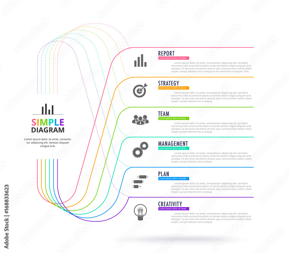 Poster business data visualization. process chart. abstract elements of graph, diagram with 6 steps, parts 