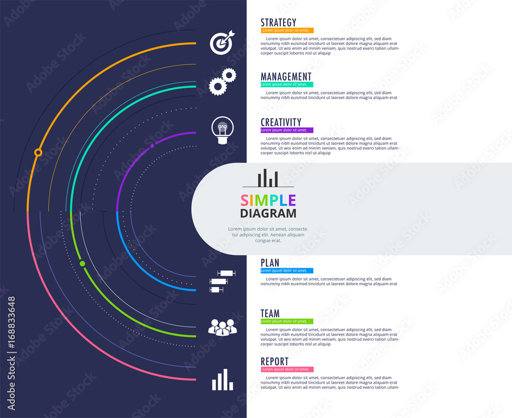 Poster business data visualization. process chart. abstract elements of graph, diagram with 6 steps, parts 