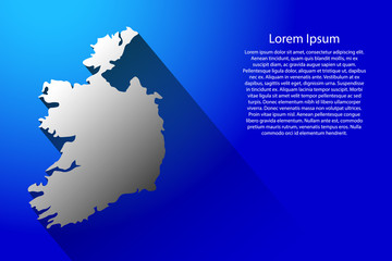 Ireland map of Australia with long shadow on blue background of vector illustration