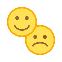 Fototapeta premium Customer satisfaction happy & sad / unhappy smiley face flat color icon for apps and websites