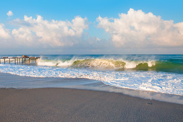 Sea Foam - Beautiful landscape with waves breaking on shore of the sea