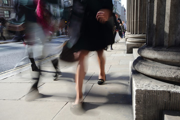 Blurred people walking