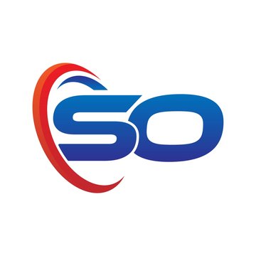 dynamic vector initial letters logo so with circle swoosh red blue