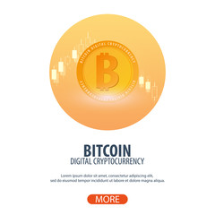 Bitcoin. Digital Cryptocurrency Mining Farm. Technology banner.