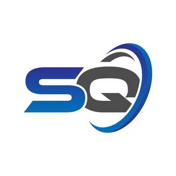 vector initial logo letters sq with circle swoosh blue gray