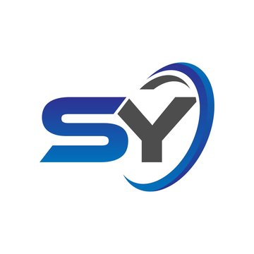 vector initial logo letters sy with circle swoosh blue gray