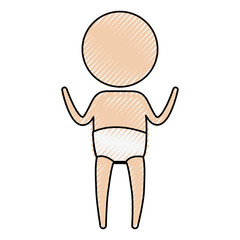 color crayon silhouette of pictogram little boy standing in knickers with hands up vector illustration