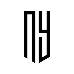 initial letters logo ny black monogram pentagon shield shape