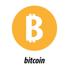 Bitcoin. Digital Cryptocurrency Mining Farm. Technology emblem.