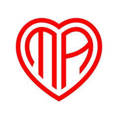 initial letters logo ma red monogram heart love shape