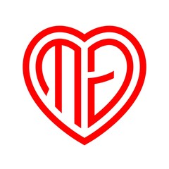 initial letters logo mg red monogram heart love shape