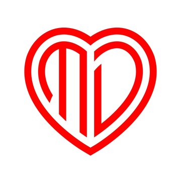 initial letters logo md red monogram heart love shape
