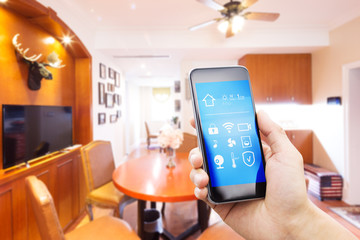 mobile phone in modern living room