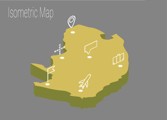 Map North Africa isometric concept.