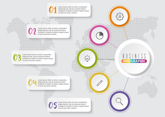 Infographics design vector and marketing icons can be used for workflow layout, diagram, annual report, web design. Business concept with 5 options, steps or processes.