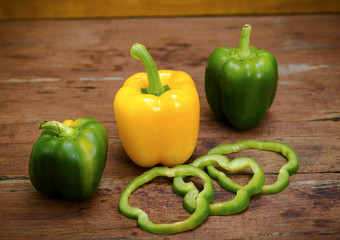 Green , yellow bell pepper background