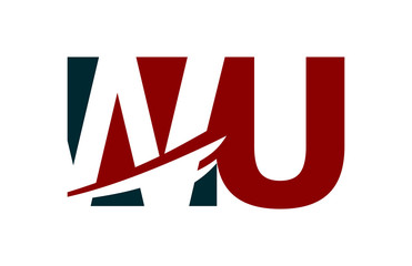 WU Red Negative Space Square Swoosh Letter Logo