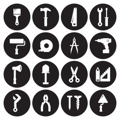 Construction and repair tools, working tools icons