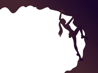 Climbing girl silhouette