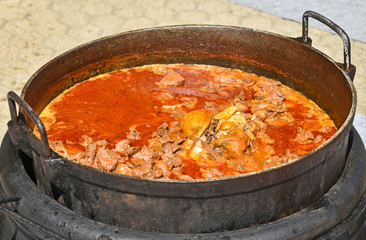 Cooking goulash outdoor