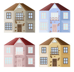 Set collection of colorful architecture facade houses buildings vector