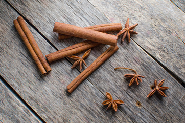 Cinnamon sticks and star anise
