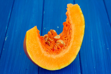 fresh pumpkin on wooden background