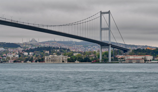 Bosporus Bridge at dusk time, Ortakoy district, Istanbul Turkey