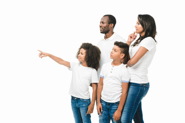 african american family pointing away
