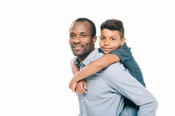 happy african american father and son