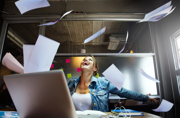 Business woman enjoy her work.