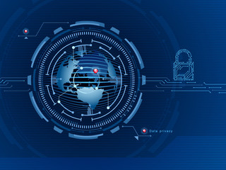 Data protection in the global network. Online privacy. Access to data is protected. Vector illustration.