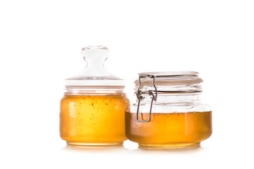 fresh honey in glass jars
