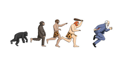 Cartoon evolution theory, progression of man mankind