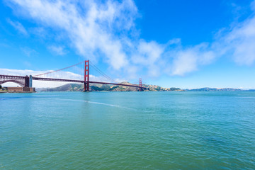 Golden Gate Bridge in San Francisco - Viewpoint from Torpedo Wharf, California, USA