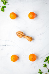 fresh oranges on white background top view mock up