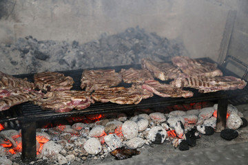Meat is grilled /  Barbecue cooking