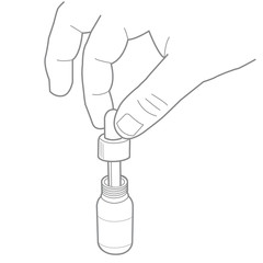 vector opening a pharmaceutical pipe dropper bottle