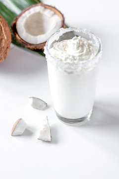 Cocktail With Coconut On White Background