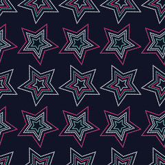 Seamless background with decorative stars. Dots texture. Textile rapport.