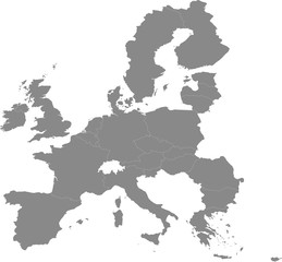 Map of the European Union split into individual countries. Year 2007. New EU member states - Bulgaria, Romania.