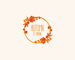 Fototapeta na wymiar Vector frame with stylish composition of autumn leaves. 