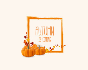Vector frame with stylish composition of autumn leaves. 
