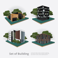 Modern City Building Perspective Vector Illustration