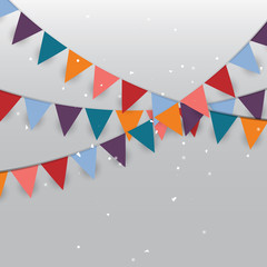 Obraz premium Background of colored party flags and confetti