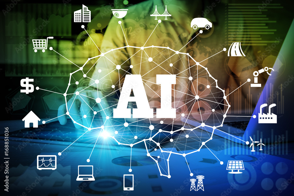 Poster AI(Artificial Intelligence) concept. deep learning.