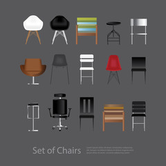 Furniture Set of Chair Vector Illustration