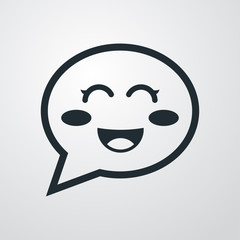 Icono plano mensaje con cara riendo en fondo degradado